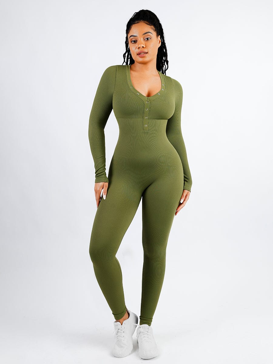 Wholesale 2 Piece Set Seamless High Stretchy Tummy Control Jumpsuit