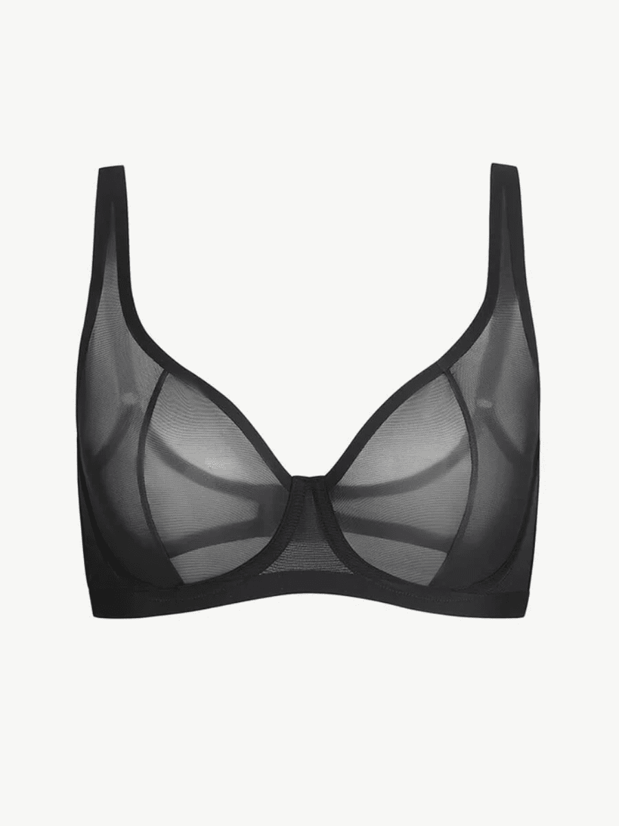 Wholesale black bra with clear back strap For Supportive Underwear