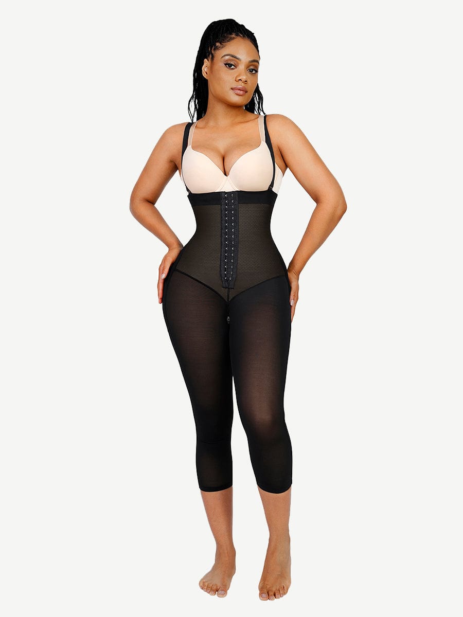 Plus Size Womens Latex Bodysuit With Tummy Control, Front Open