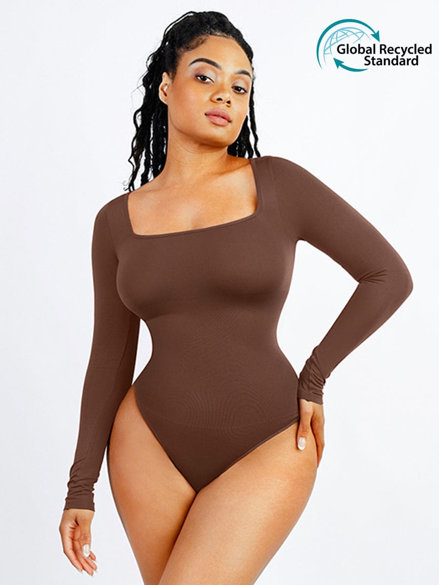 Square Neck Long Sleeve Catsuit