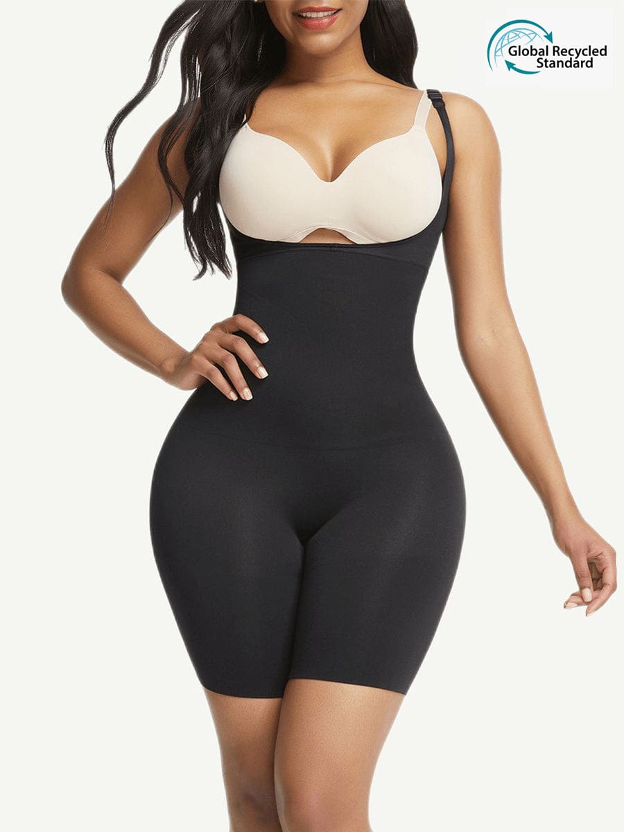 AirSlim® Mid-Thigh Open Bust Reshaper  Full body suit, Crop top suit, Crop  top and shorts