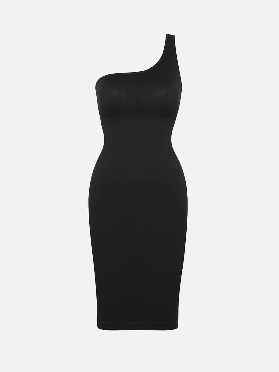 Wholesale One-shoulder Slanted Neck Waist Trimming Shaper Dress
