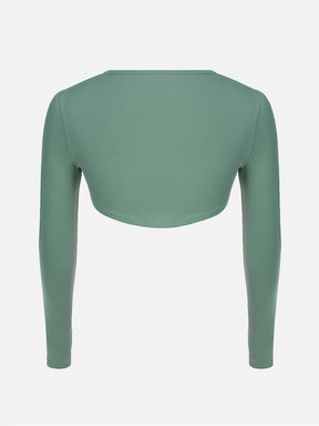 Wholesale Top Round Collar Long Sleeve Crop Top For Running (Only Tops)