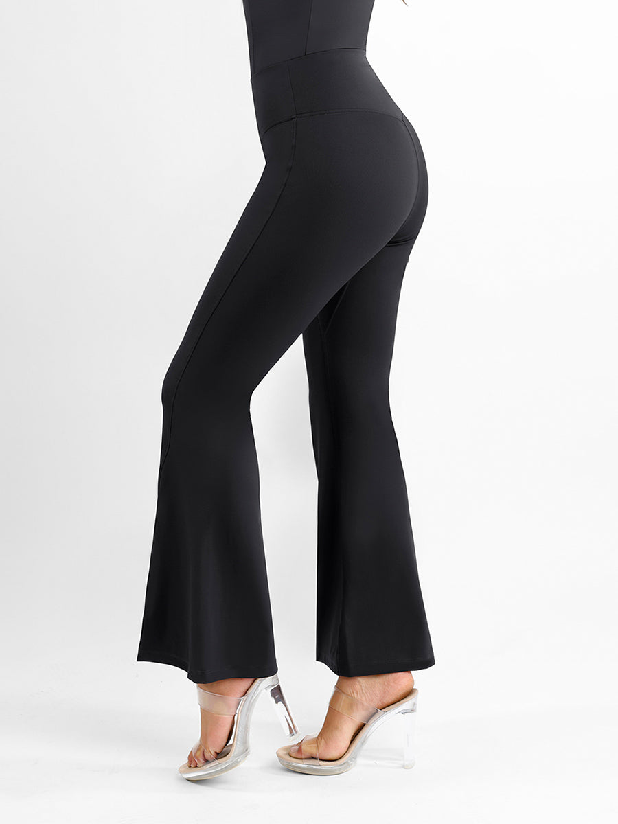 Wholesale High Rise Tummy Control Split Hem Flare Shapewear Pants