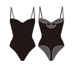Wholesale One-Piece Underwire Strapless Cups Waist And Abdomen Shaping Thong Bodysuit
