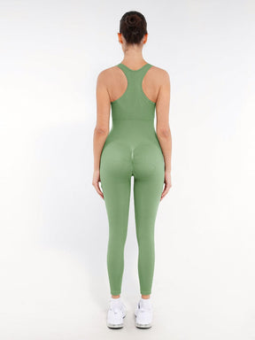 Wholesale Seamless Zip Front Full-Length Racerback 2-in-1 Sport Shaping Jumpsuit