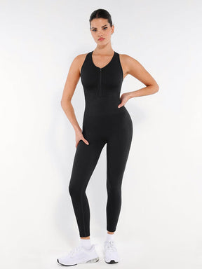 Wholesale Seamless Zip Front Full-Length Racerback 2-in-1 Sport Shaping Jumpsuit