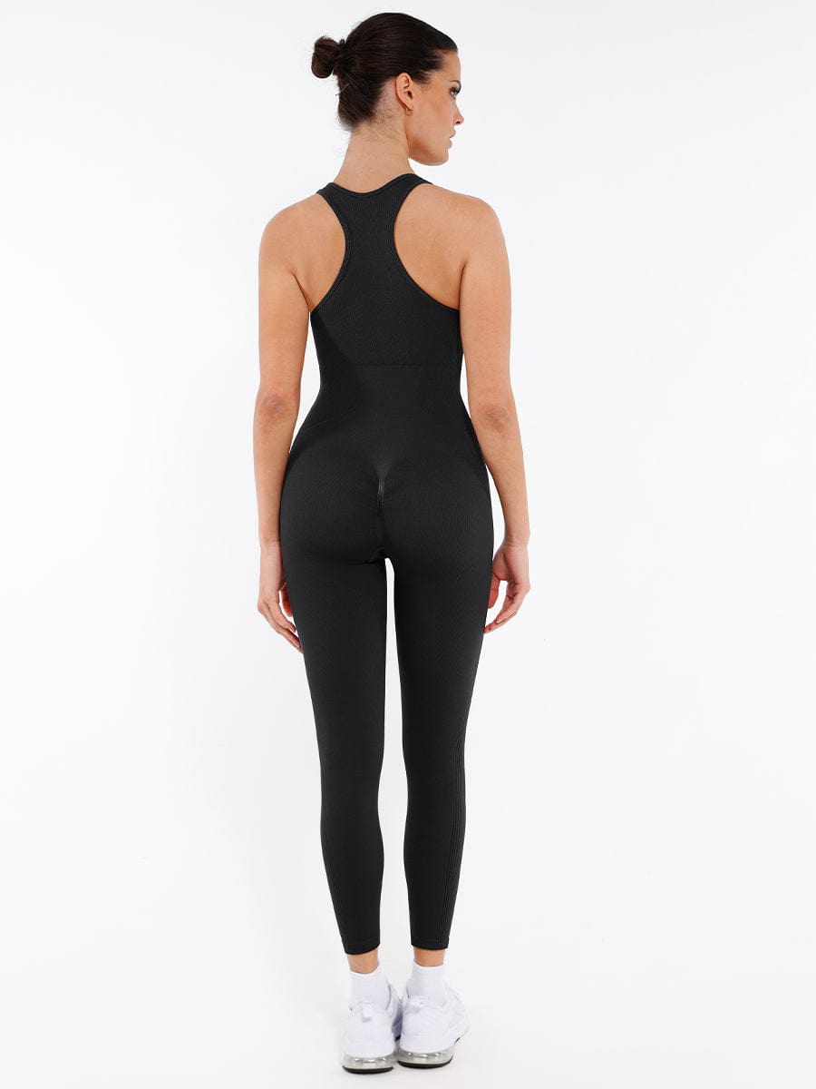 Wholesale Seamless Zip Front Full-Length Racerback 2-in-1 Sport Shaping Jumpsuit