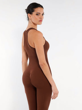 Wholesale Seamless Zip Front Full-Length Racerback 2-in-1 Sport Shaping Jumpsuit