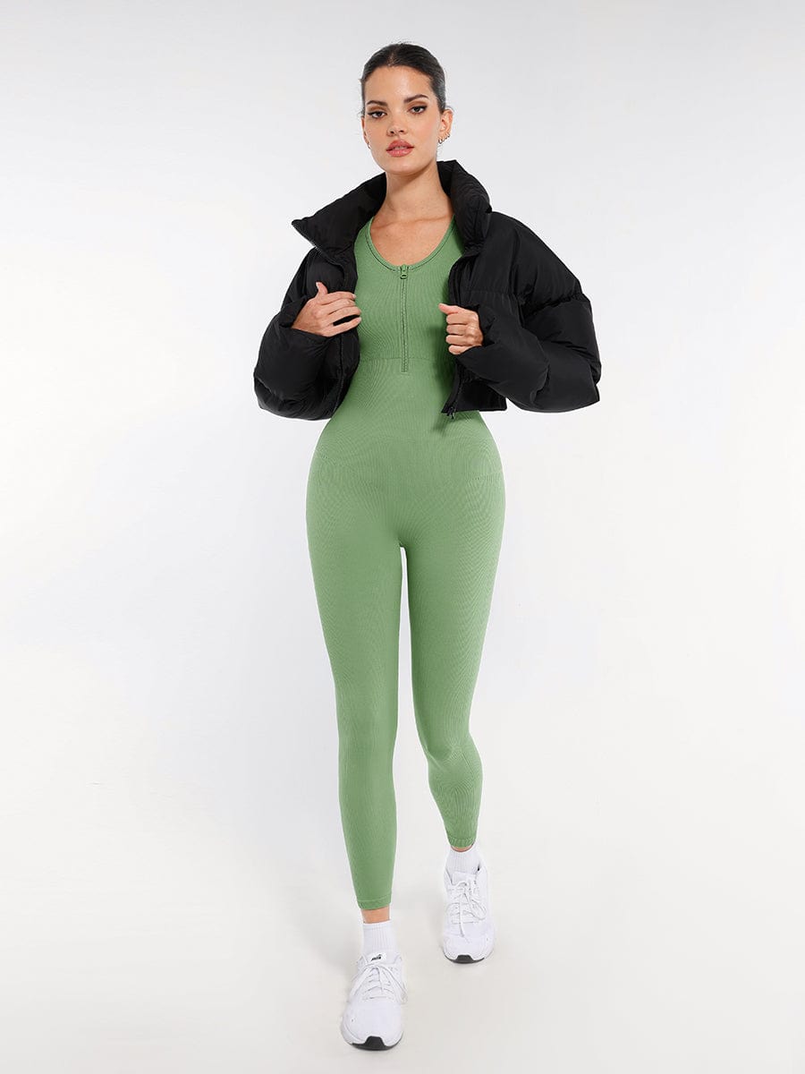 Wholesale Seamless Zip Front Full-Length Racerback 2-in-1 Sport Shaping Jumpsuit