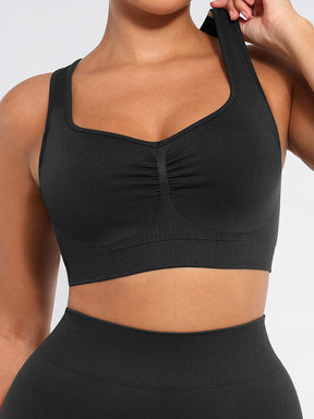 Wholesale Seamless Bust Support Racerback Sports Bra with Removable Cups