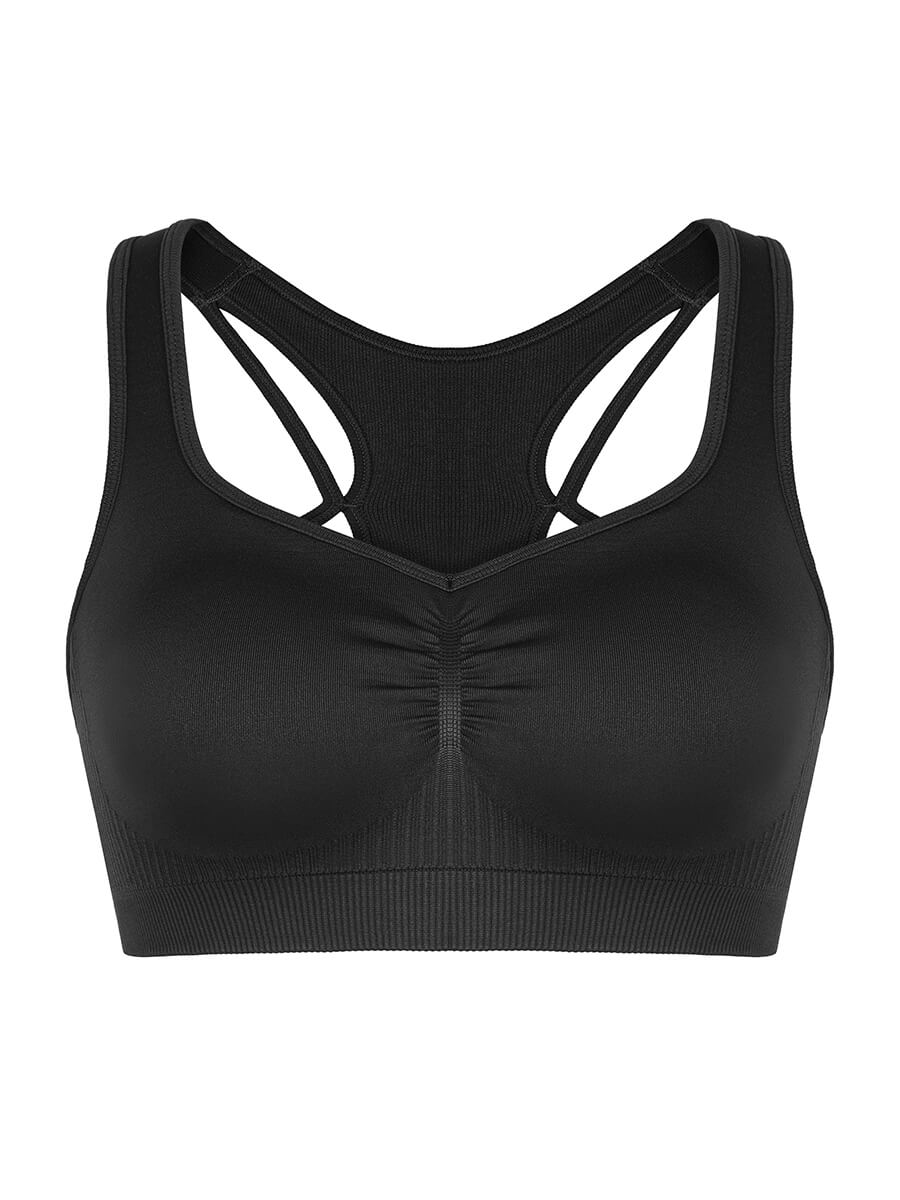 Wholesale Seamless Bust Support Racerback Sports Bra with Removable Cups