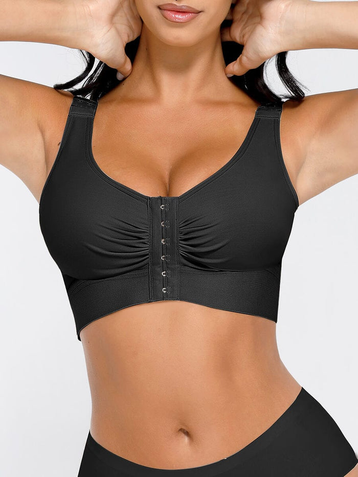 Wholesale Adjustable Front Closure Post-Surgery Bra with Triple Hooks
