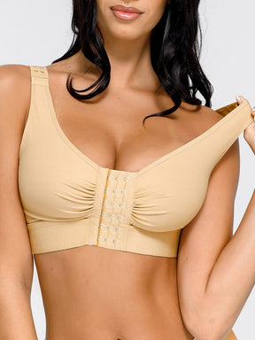 Wholesale Adjustable Front Closure Post-Surgery Bra with Triple Hooks