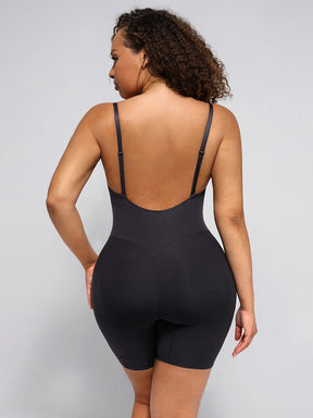 Wholesale Plunge Low-Back Mid-Thigh Shapewear With Removable Hip Pads