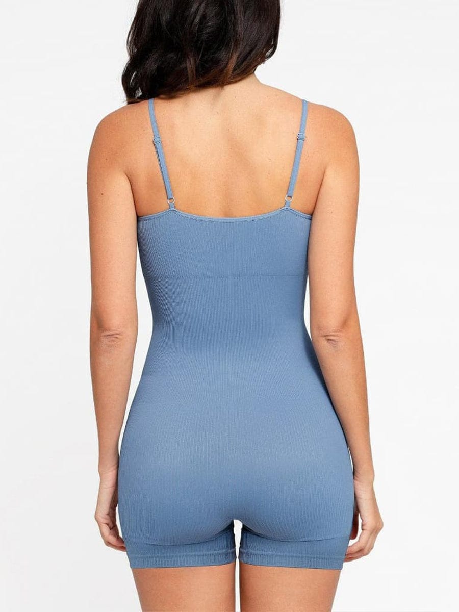 Wholesale Eco-friendly🌿 Seamless Ribbed Tank Shapewear Romper with Adjustable Straps