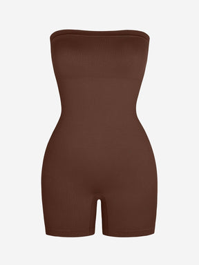 Wholesale Eco-friendly🌿 Seamless Tube Top Ribbed Waist Control Romper Sport Shapewear