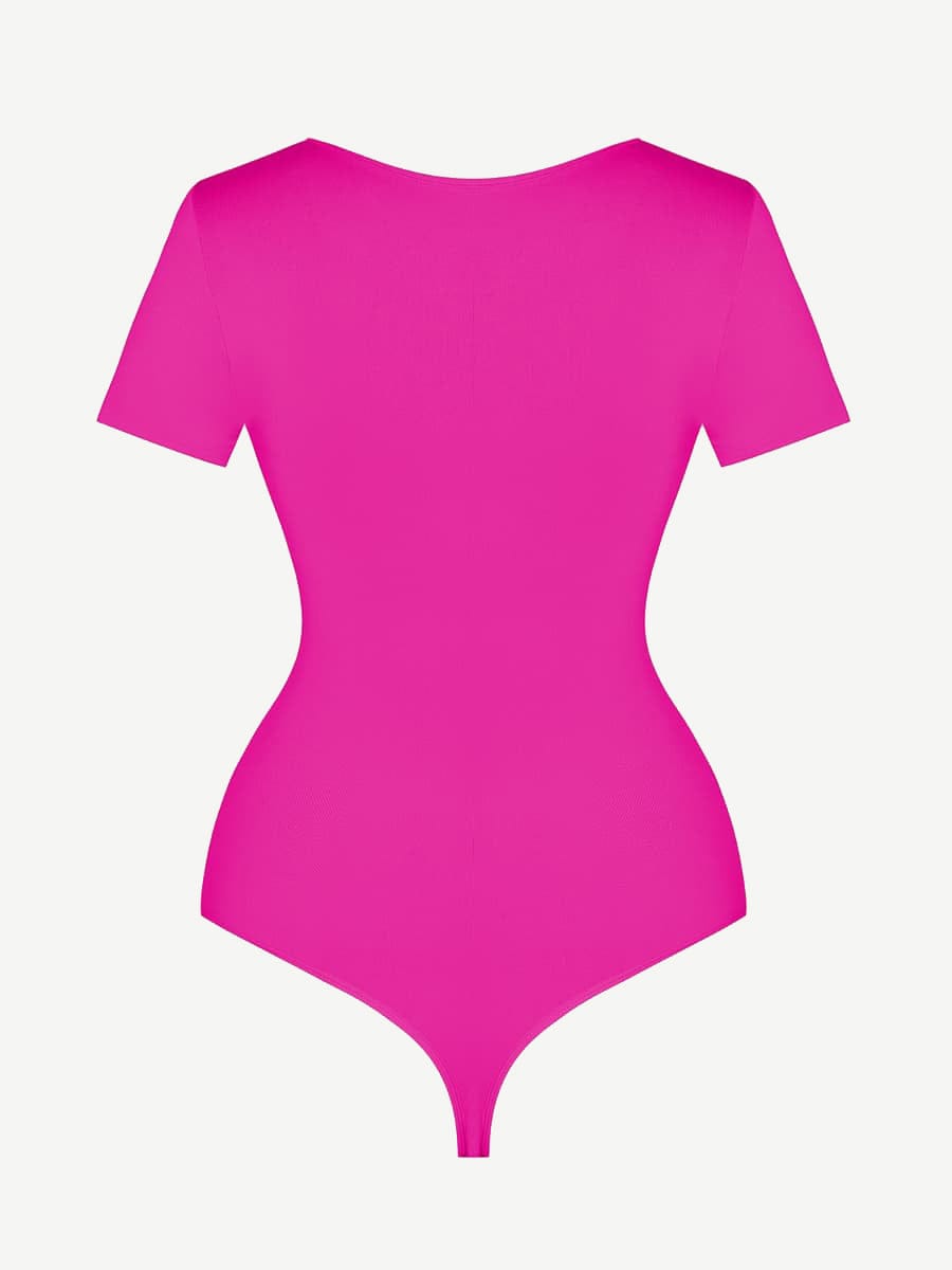 One-Piece Short-Sleeved Thong Bodysuit