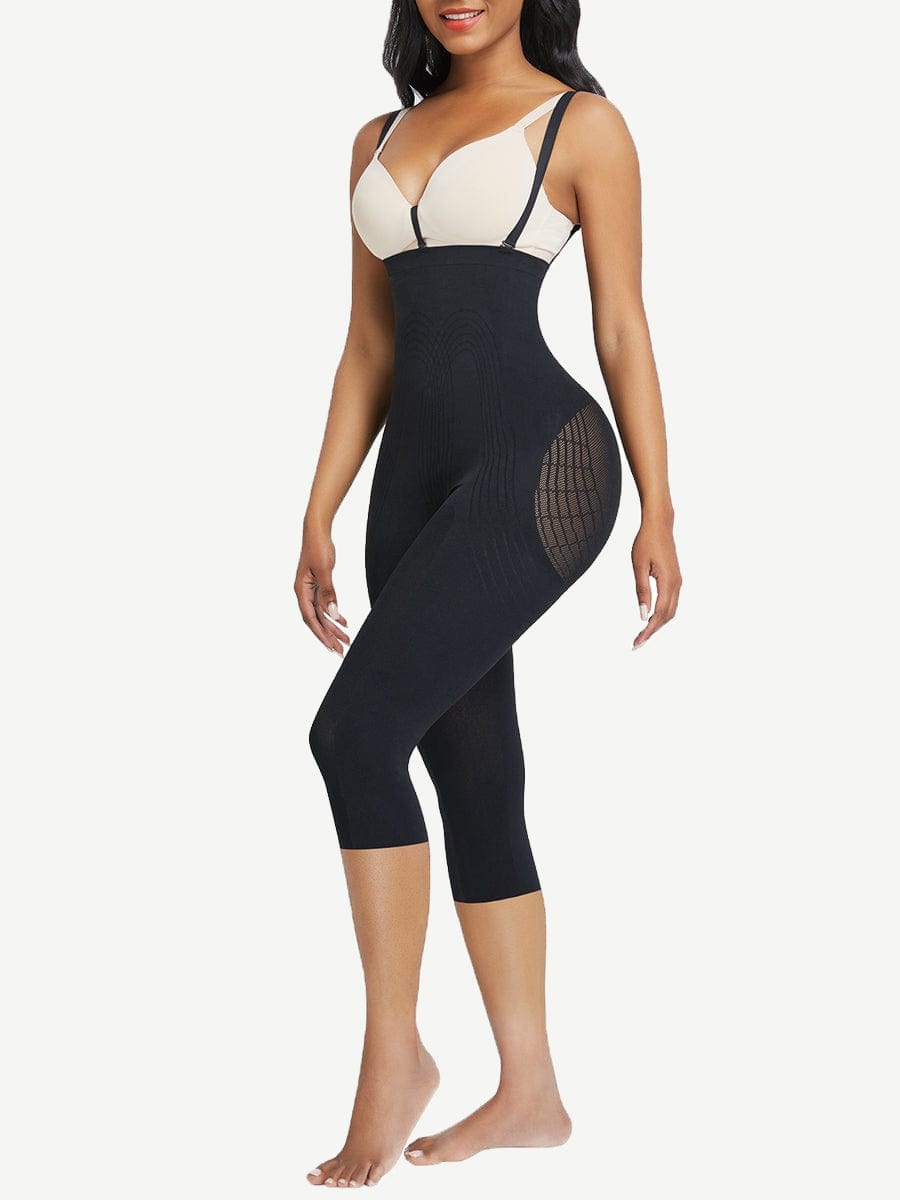 Wholesale Black Plus Size Full Body Shaper With Open Crotch Smooth Sil