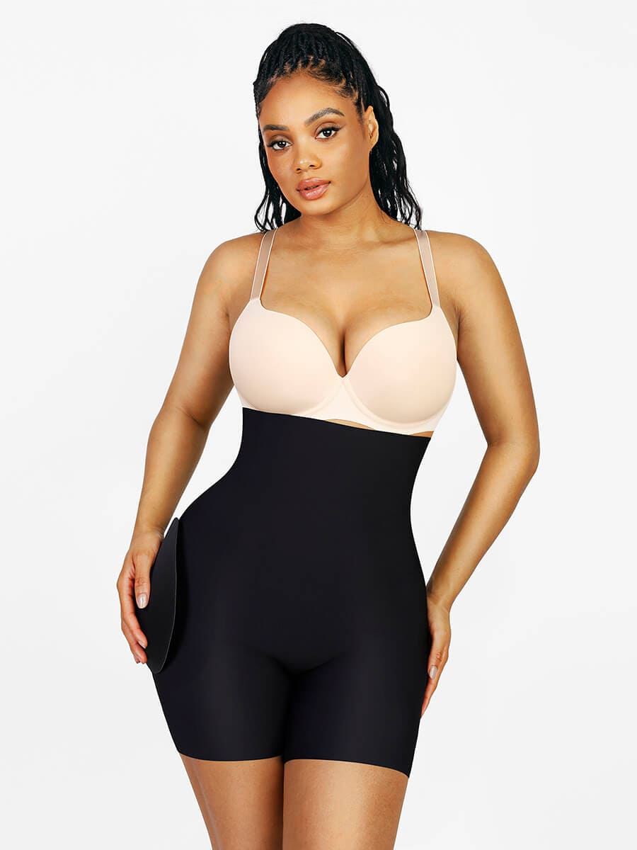 Body Shapers Women Backless Bodysuit Tummy Control Butt Lifter Hip  Removable Pads Shapewear Hip Enhancer Plus Size 5xl size 5xl Color Black