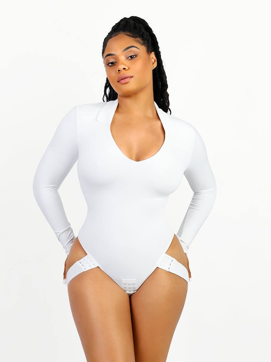  Shapewear for Women Tummy Control Thong Bodysuit, Slimming  Backless Body Shaper Deep V Neck Jumpsuits (Color : White, Size : 4X-Large)  : Clothing, Shoes & Jewelry