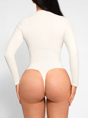 Wholesale Seamless Long Sleeve Zipper Thong Bodysuit