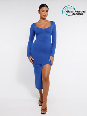 Wholesale🌿 Eco-friendly Seamless Bust Support Tummy Control High Side Slit Shaping Dress