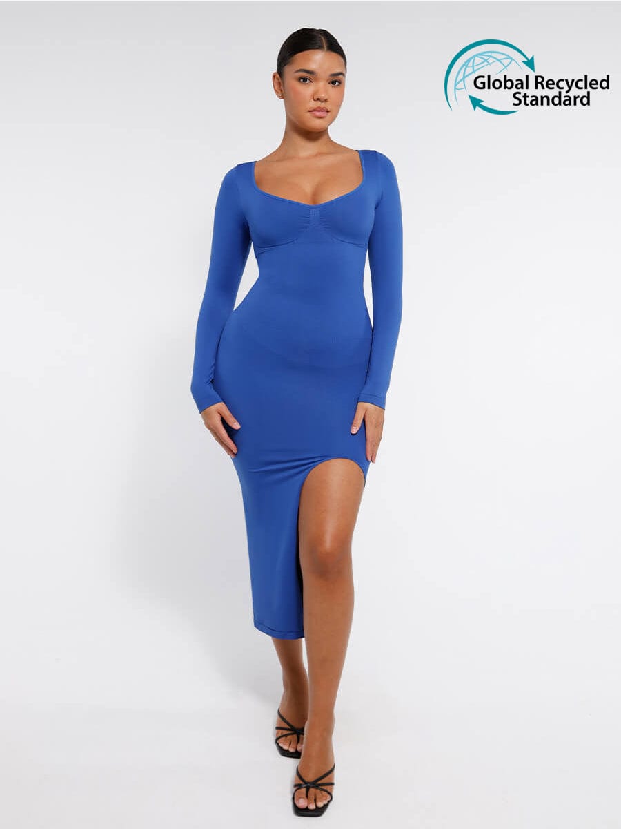 Wholesale🌿 Eco-friendly Seamless Bust Support Tummy Control High Side Slit Shaping Dress