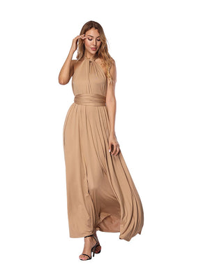 Women'S Sexy Deep V Neck Backless Multi-Rope Cross Back Bandage Maxi Party Long Dress