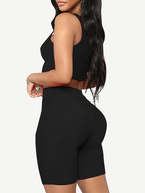 Plus Size Sleeveless Tank Top and Shorts Two-In-One Sexy Slim Suit