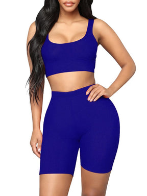 Plus Size Sleeveless Tank Top and Shorts Two-In-One Sexy Slim Suit