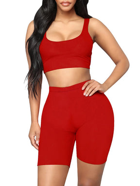 Plus Size Sleeveless Tank Top and Shorts Two-In-One Sexy Slim Suit