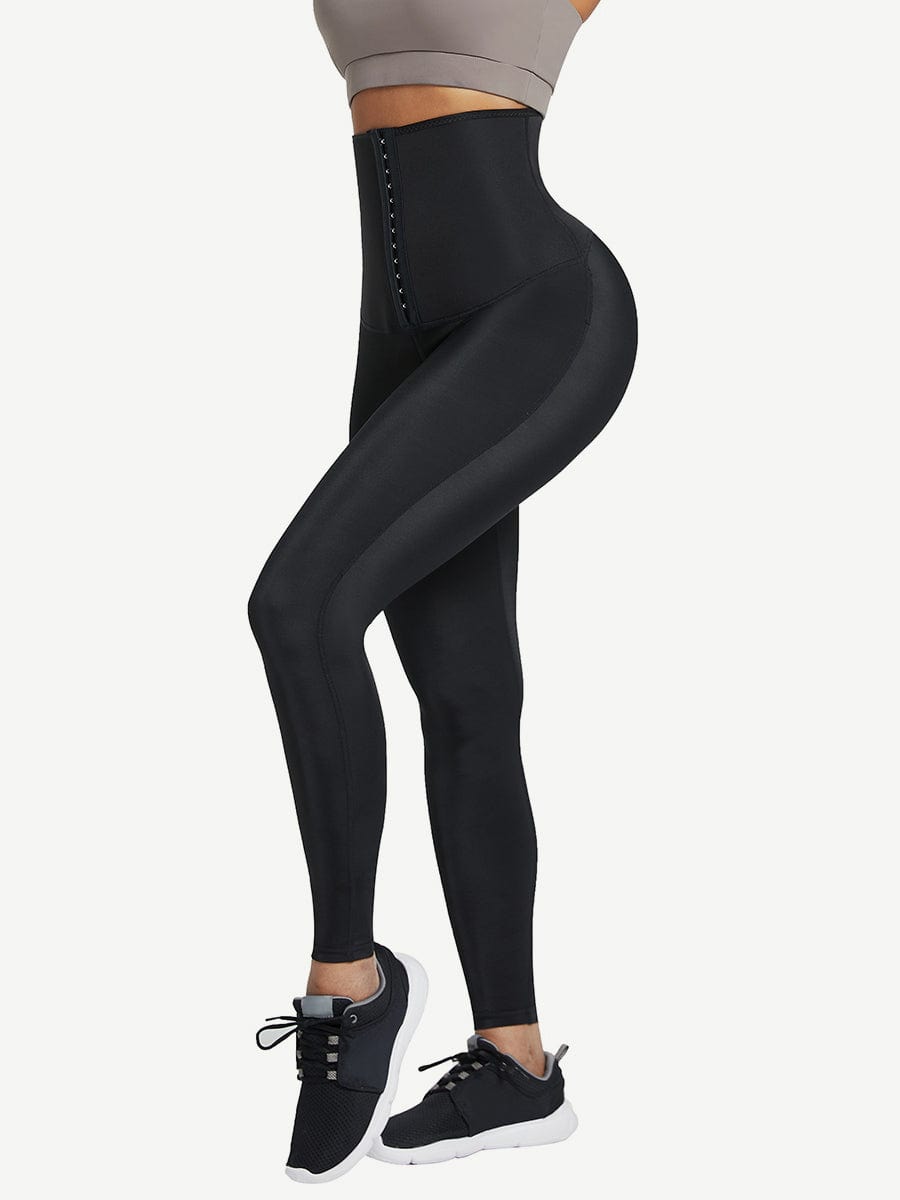 Buy Tummy Control Leggings Womens High Waisted Corset Yoga Butt Lift Workout  Compression Pants Postpartum Shapewear with Pockets, Black Attached Waist  Trainer, XX-Large at